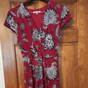 Sandra Darren Red V-Neck Short Sleeve Sundress